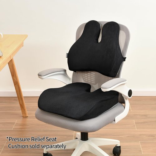 Zickskt Lumbar Support Pillow for Office Chair and Car Seat - Memory Foam Back Cushion Improve Sitting Posture & Back Pain Relief, Lumbar Support Cushion with Adjustable Strap & Non-Slip