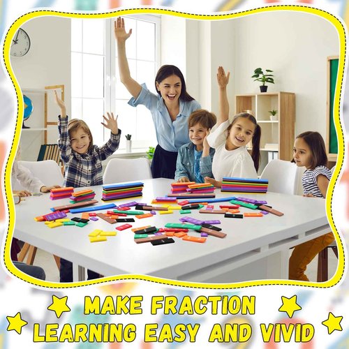 Sayglossy 36 Sets Fraction Tiles Set for Math Classroom Fractions Manipulatives Math Learning Manipulatives for Home School Supplies
