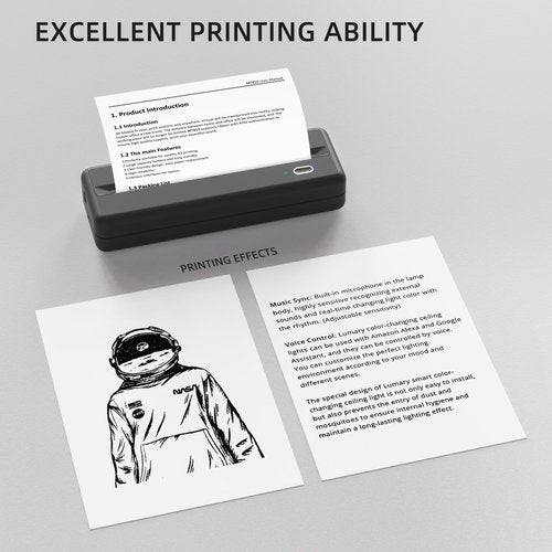 POOOLITECH Inkless Wireless Printer for Home Offices & Travel, Supports 8" & 4" Thermal Paper Roll, Perfect for iOS Android & Laptops, Compact Printer for Bussiness Trips, No Ink Needed