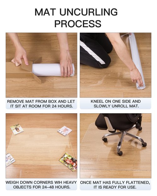 YSAGi Office Chair Mat for Hardwood Floor，48""X53"" Non-Slip Computer Chair Mat，Desk Floor Mat，Easy Glide Office Floor Mats for Rolling Chairs Carpet, Clear Floor Mat for Office Home Chair, 202405
