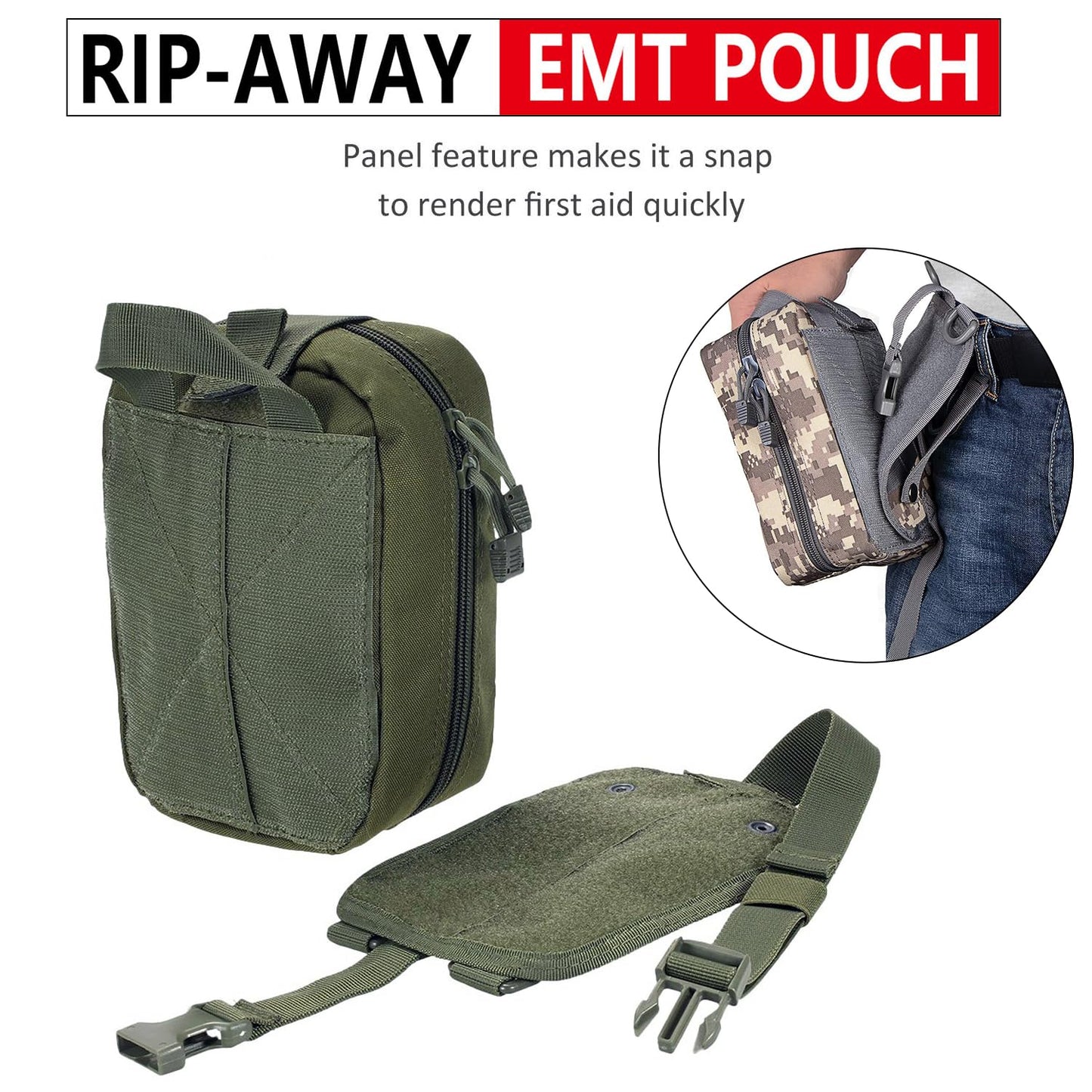 TANSOLE TAN SOLE first aid kit bag empty Molle ifak pouch emt tactical medical pouch med rip away belt pouch small rescue tool pouches (OD)
