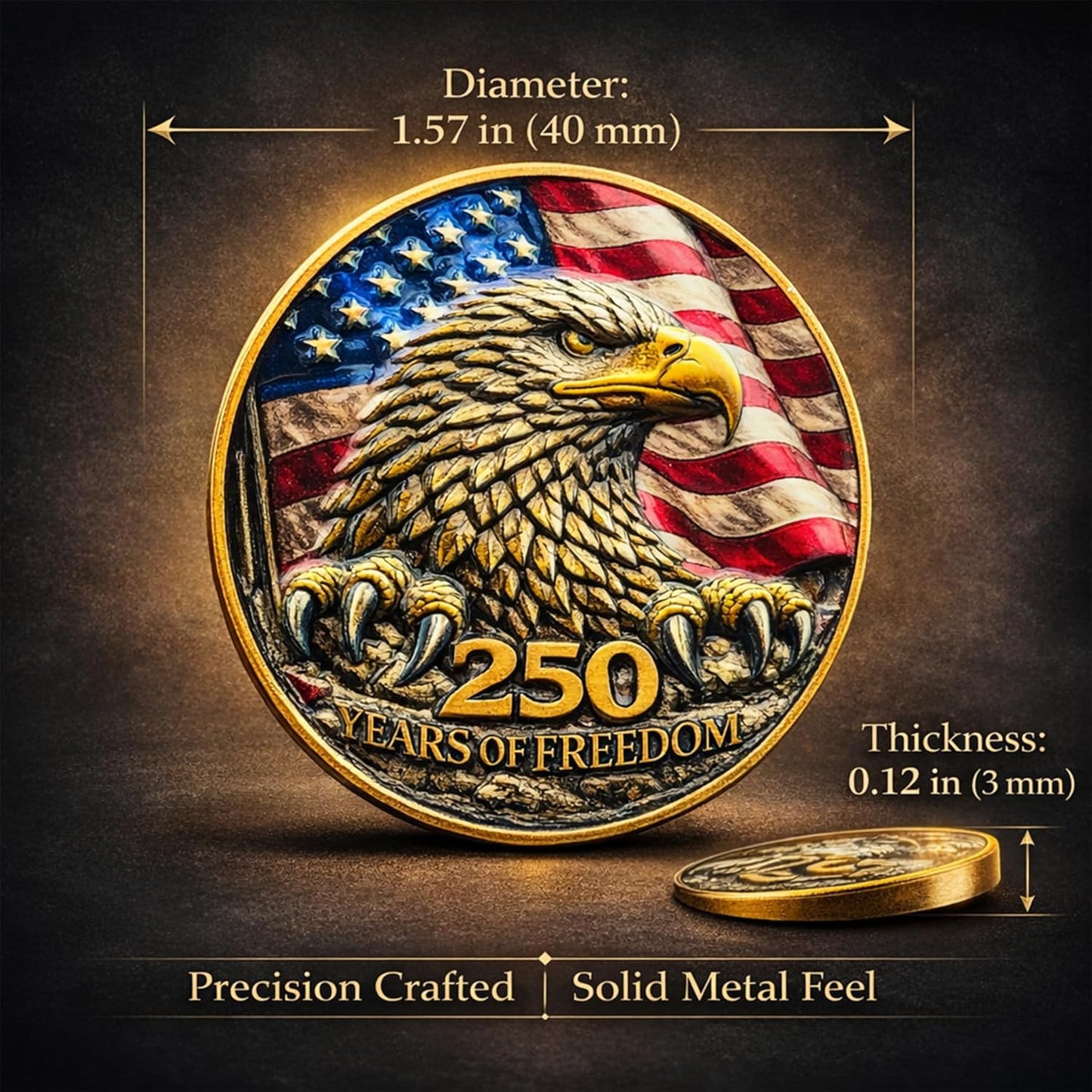 250th Anniversary USA Commemorative Coin Set - Patriotic Eagle & Liberty Bell Coins in Wooden Gift Box | 1776–2026 Collector’s Edition