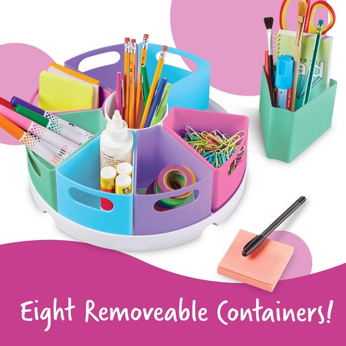 Learning Resources Create-a-Space Storage Center - Pastel, Homeschool Storage, Nursery Organizer, Fits 3oz Hand Sanitizer Bottles, Classroom Craft Keeper, 10 Piece Set