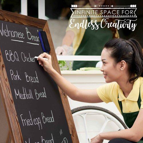 Loddie Doddie 40" x 20" Outdoor Sandwich Board Sign - Dual-Sided A-Frame Chalkboard Easel with Chalk Markers & Accessories - Free Standing Extra Large Magnetic Chalkboard Sign