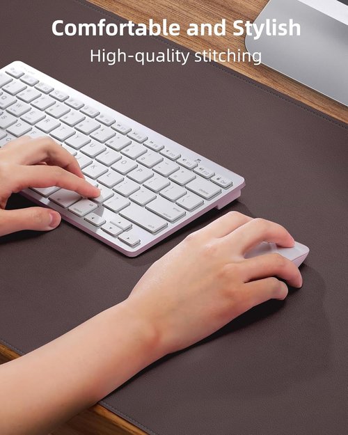 Large Desk Mat - 48" x 17" PU Leather Desk Pad Protector | Non-Slip, Waterproof Blotter for Office & Home (Coffee)