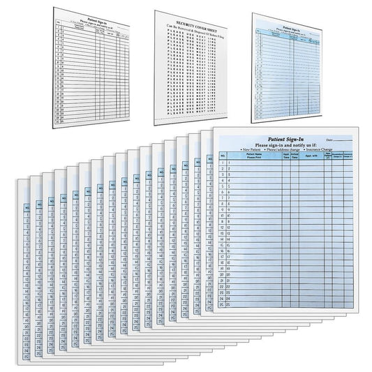 250 Pack Confidential Sign in Sheets 3 Part Patient Sign in Label Forms with Peel-Off Labels, HIPAA Compliant Carbonless 8.5 x 11 Inches Sheets for Doctor, Medical, Dental Office Use