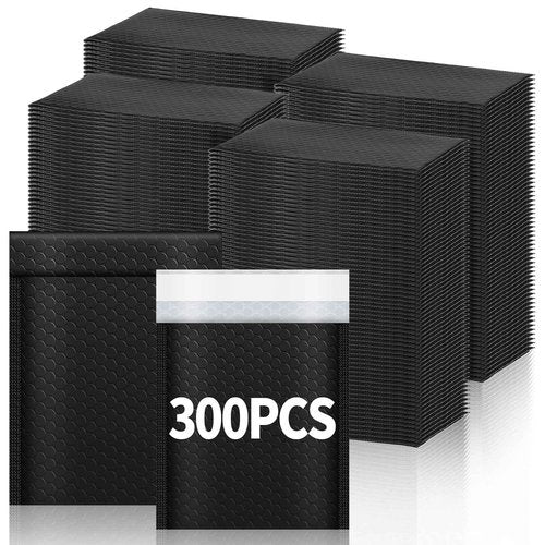 Tenceur 300 Pcs Bubble Mailers Padded Envelopes 4 x 8 Inches and 6 x 10 Inches Bubble Envelopes Strong Adhesion Packaging Bags Waterproof Shipping Bags Mailing Supplies for Small Business(Black)