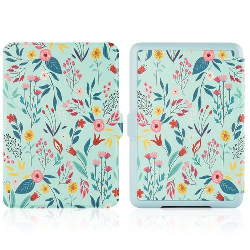 HGWALP Case for 6" All-New Kindle 11th Generation 2022 & Kindle 6" 11th 2024 Release Only, Folio Ultra Slim PU Leather Cover with Auto Sleep and Wake, Protective Case for Kindle 2022/2024-Spring Bloom