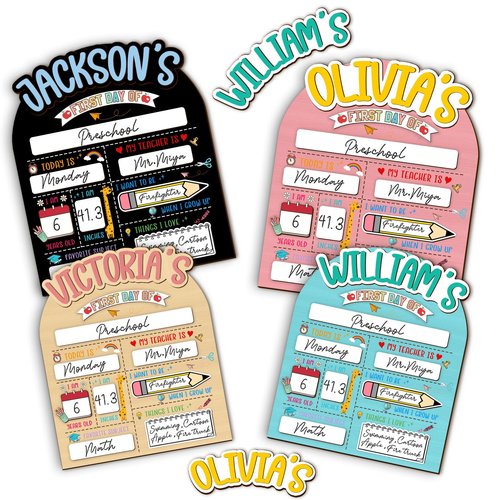 Custom First & Last Day Of School Signs Personalized Wooden Reusable School Signs with Name, Back to School Gift Preschool 1st Day of Kindergarten