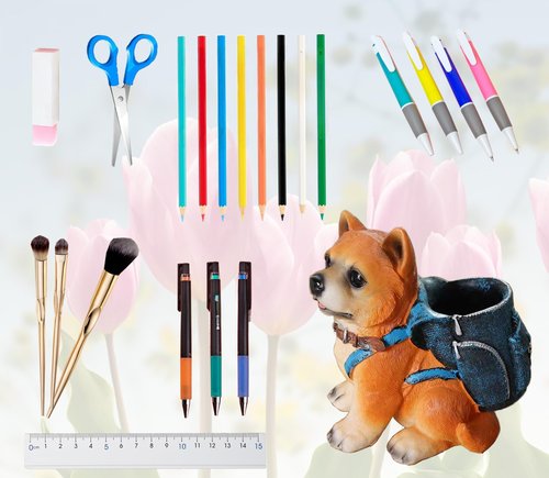 Photour Dog Pen Holder for Desk Cute Pencil Holder Creative Desk Pen Organizer for Home Office School Ideal Gifts for Women Mom Dog Lover or Kids