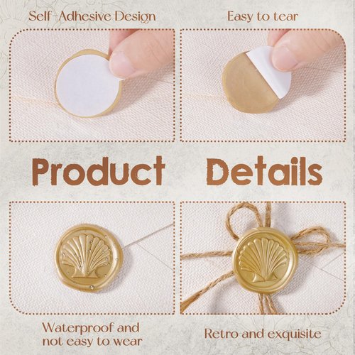 Gold Bow Wax Seal Stickers - 50 Pcs Antique Self-Adhesive Wax Stamp Stickers for Wedding Invitation Evelopes, Embossed Seal Sticker for Party Gift Wrapping Greeting Card Christamas