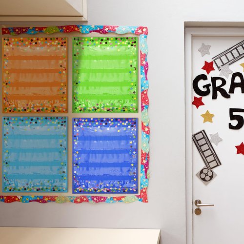 Ctosree 6 Pcs Confetti Colorful Magnetic Pocket Chart Squares Mini Pocket Charts for Teacher Organizer Resources for Sentence Strips Cards Supplies, 14" x 17"