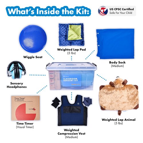 Harkla Classroom Sensory Kit for Kids - Ages 6 to 9 (Grade 1 to 3)