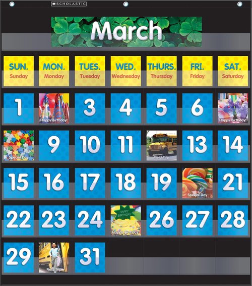 Scholastic Teaching Resources SC-583866 Pocket Chart Monthly Calendar Black