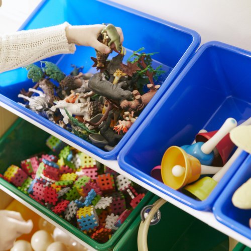 ECR4Kids 4-Tier Organizer with 20 Bins, Toy Storage, Natural/Primary