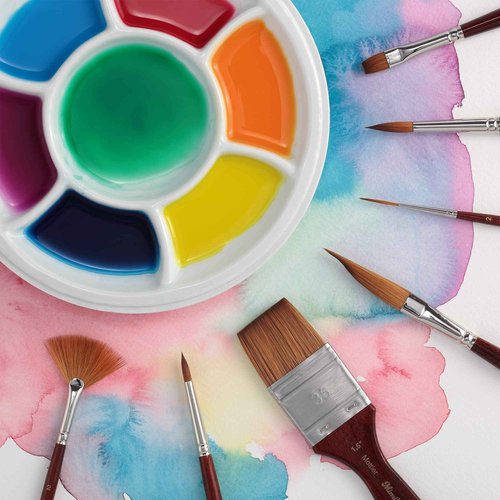 Creative Mark Mimik Kolinsky Watercolor Brush - # 20 Flat - Long Handle Synthetic Paint Brush - Handmade in Germany - Synthetic Sable Paint Brushes for Professional Artists - Animal-Friendly