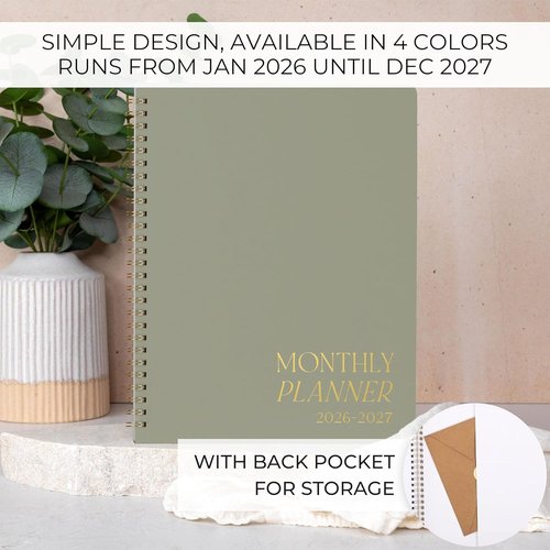 Beautiful Monthly Planner 2026-2027 | Organize Tasks & Boost Productivity - Runs January 2026 to December 2027