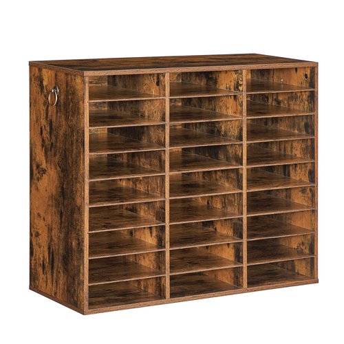 HOOBRO Literature Organizer, 27 Compartments Wooden Mail Organizer, Countertop Literature Sorter with Adjustable Shelves for Home, Office, School, Student Mailbox for Classroom, Rustic Brown FG27WF01