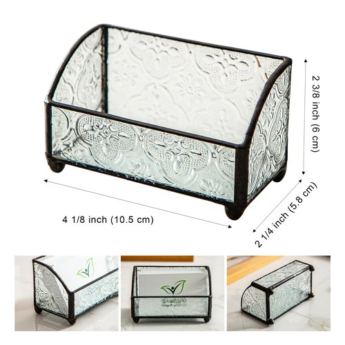 Giadun Business Card Holder for Desk, Mosaic Glass Business Card Holders Name Card Stand Organizer Cards Display for Office Exhibition Reception Black