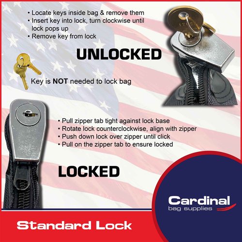 Cardinal Bag Supplies Locking Document Security Pouch – 11" x 15" Confidential File Storage Bag with Keyed Lock for Legal, Financial, and Business Records – HIPAA Compliant (Black)