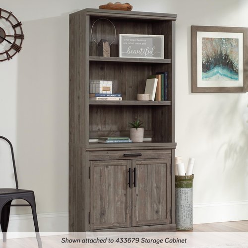 Sauder Aspen Post Commercial Office Hutch, W: 31.26" x D: 15.35" x H: 41.34", Pebble Pine Finish