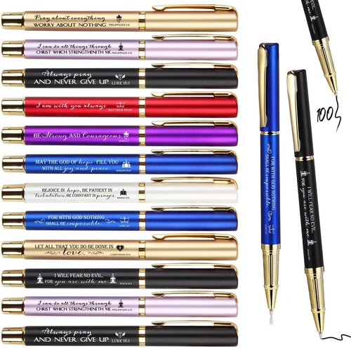 Fuutreo 100 Pcs Christian Bible Verse Pens Gifts Inspirational Quotes Religious Ballpoint Pens for Sunday School Teacher Adults Church Clergy Appreciation Pastor Pastor's Wife Godmother Christmas