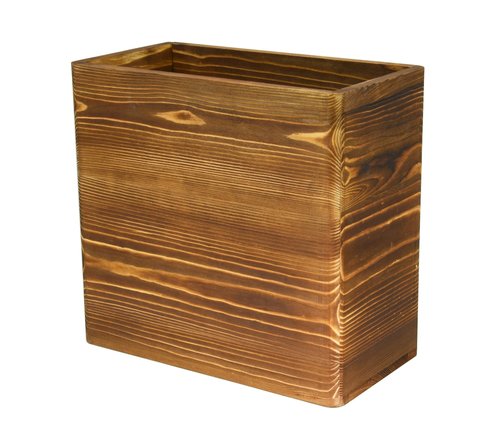 Owlgift Wooden Rustic Burnt Waste Basket Trash Bin, Rectangular Wastebaskets, Bathroom Garbage Can, Bedroom Trash Can, Dorm Recycle Bin, Office Trash Can Wooden Wastebasket Wooden Décor