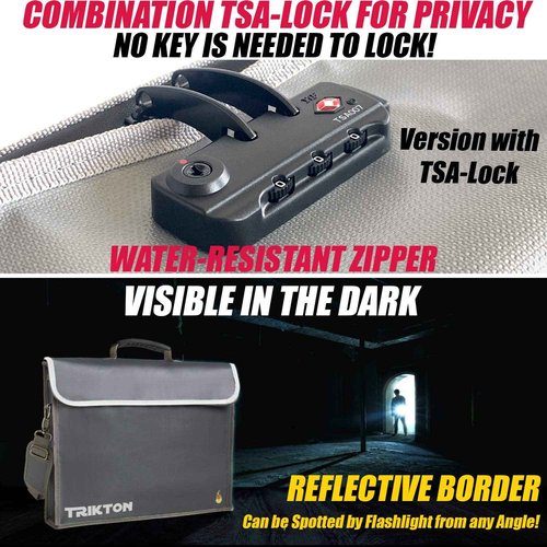 Fireproof and Waterproof Document Bag XL 16x12x3.5 with TSA Lock, Fits Legal Files, High-Viz Design, Lock Box for Travel and Documents, Developed by USA Engineers and Firefighters (Silver)