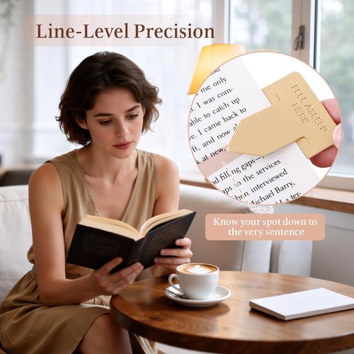 Fell Asleep HERE Leather Bookmark Set - 6 Light Color Bookmarks for Women & Book Lovers