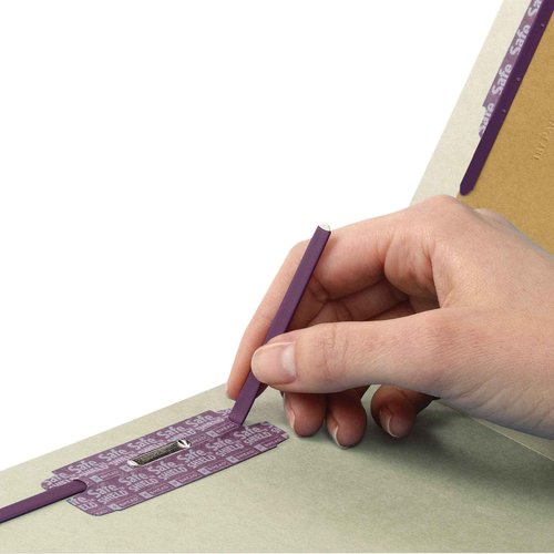 Smead 100% Recycled End Tab Classification File Folder with SafeSHIELD Fasteners, 2 Pocket-Style Dividers, 2" Expansion, Letter Size, Gray/Green, 10 per Box (26710)