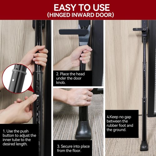 AceMining Upgraded Door Security Bar & Sliding Patio Bar, Heavy Duty Stoppers Adjustable Jammer for Home, Apartment, Travel (2 Pack,Black)