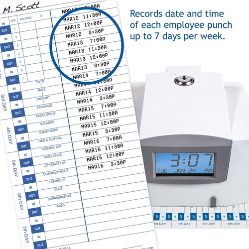 Pyramid Time Systems - 30% Recycled Time Cards (35100-10MB) for Pyramid Models 3500, 3500SS, 3600SS, and 3700 Time Clock and Document Stamp, Single Sided Time Sheets (4 X 9 in) - 1000 Time Cards