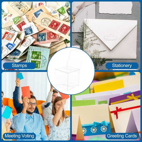 Bouiexye 3 Pack Raffle Boxes with Slot Ballot Box, Raffle Box Suggestion Boxes Donation Box for Fundraising Collecting Card Tickets and Voting Contest with Erasable Color Pens(Clear)