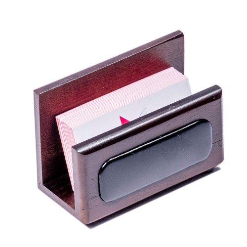 Dacasso Walnut and Leather Business Card Holder