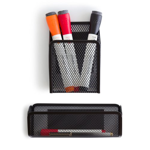 U Brands Black Mesh Locker Organization Kit, Includes Magnetic Cup, Folding Shelf and Bin, 3 Pieces