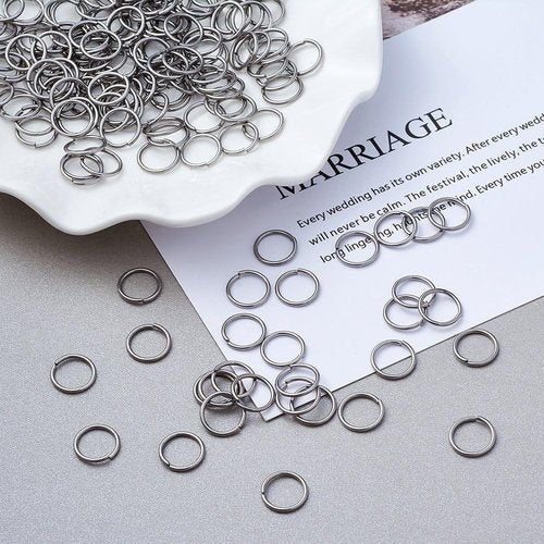 KISSITTY 10mm Stainless Steel Open Jump Rings - 2000pcs for Chainmail Jewelry Making