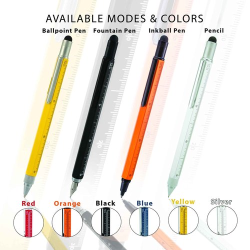 MONTEVERDE USA 9-in-1 Tool Mechanical Pencil in Black – Multifunctional Pencil with Stylus, Screwdrivers, Ruler, and Eraser – Exclusive Collection Great Gift for Professionals