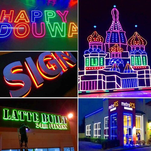 LED Window Lights - Waterproof 12V RGB Decorative Modules for Business Store Advertising | 100FT (10 Packs)