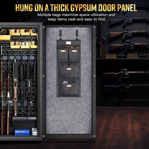 Gun Safe Door Organizer by [Brand Name] - 4 Large Pockets for Easy Storage | Durable 1680 Oxford Cloth