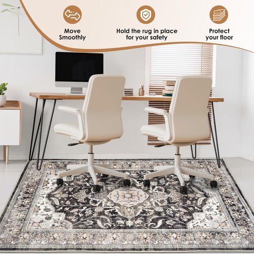 Large Office Chair Mat Desk Chair Mat for Hardwood Floor, Easy Glide for Office Home Gaming for Tile Floor,Large Floor Protector Rug,Anti-Slip, Fauxwool Three-Layer Material (Brown, 48x60)