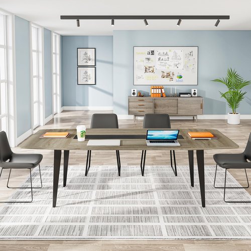 Tribesigns 6FT Conference Table, 70.86L x 35.43W x 29.52H Inches Boat Shaped Meeting Table, Industrial Grey Seminar Table for Office Meeting Conference Room