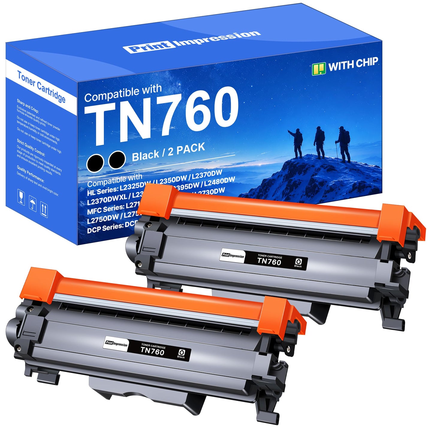 TN760 Toner for Brother Printer 2 Pack Replacement for Brother TN760 TN-760 TN730 TN-730 Black for HL-L2350DW HL-L2370DW HL-L2395DW HL-L2390DW MFC-L2690DW MFC-L2750DW MFC-L2710DW DCP-L2550DW Printer
