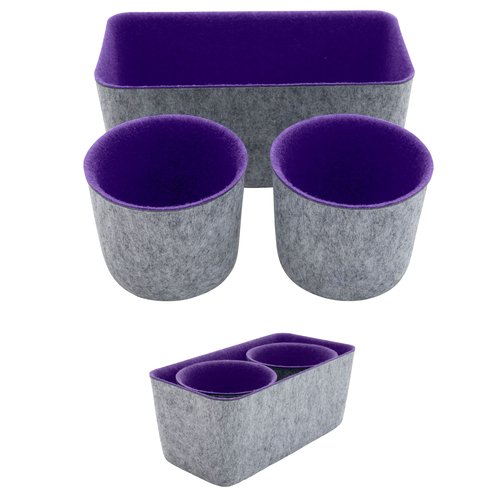 Teeo - Drawers Organizer Storage - Clothing and Desk Caddy - Closet Drawer Bins - Home Office Cosmetic Dividers Compartment - Bedroom Closet Organization - Pack of 3, Purple