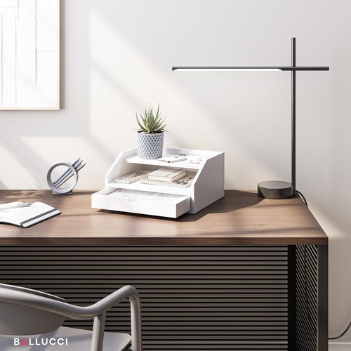 Ballucci Desk Organizer with Drawer, 2 Tier Paper Office Supplies Desk Organizer, 13 2/5" x 9 3/5" x 6", White