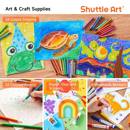 Shuttle Art 102 PCS Back to School Supplies Kit, School Supply Box for Grades K-5, School Supplies for Kids and Students, Including Pencils, Pens, Markers, Erasers, Notebooks, Folders and More