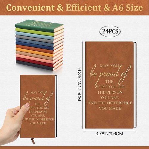 Ctosree 24 Pack Thank You Gifts A6 Leather Journal Bulk May You Be Proud of The Work Sign Appreciation Employee Gifts Notebook Small Notepad Inspirational Gift for Christmas Coworker Office