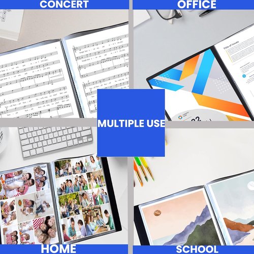 PERFORMORE Presentation Folder - 24 Pocket Display Book with Plastic Sleeves | Black, 48 Pages for 8.5" x 11" Paper