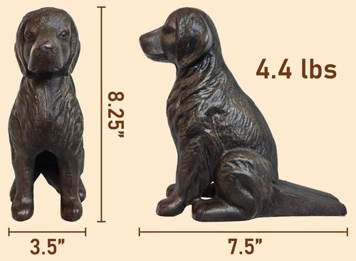 Lulu Decor, Cast Iron Dog with Tail Doorstop, Antique Black
