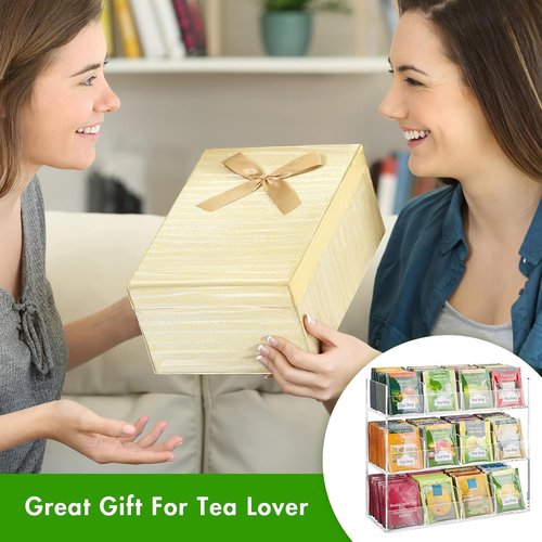 BEYGORM Acrylic Tea Bag Organizer - Holds 216 Packets | No Assembly Required, Vertical Display Caddy