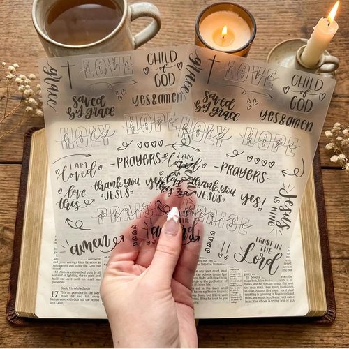 Clear Bible Journaling Stickers - 312 PCS Transparent Scripture & Faith Stickers for Prayer Journals